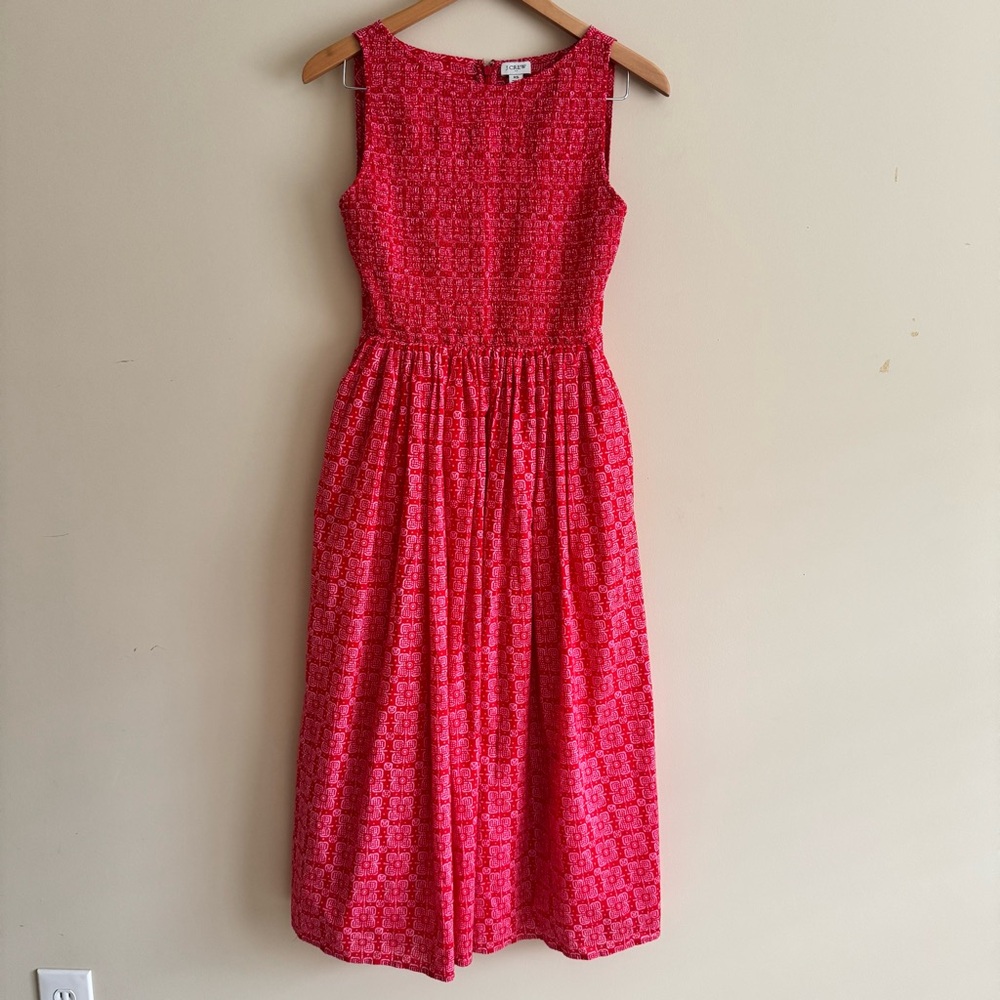 J.Crew Factory Smocked Boatneck Midi Dress Size XS - Picture 3 of 16